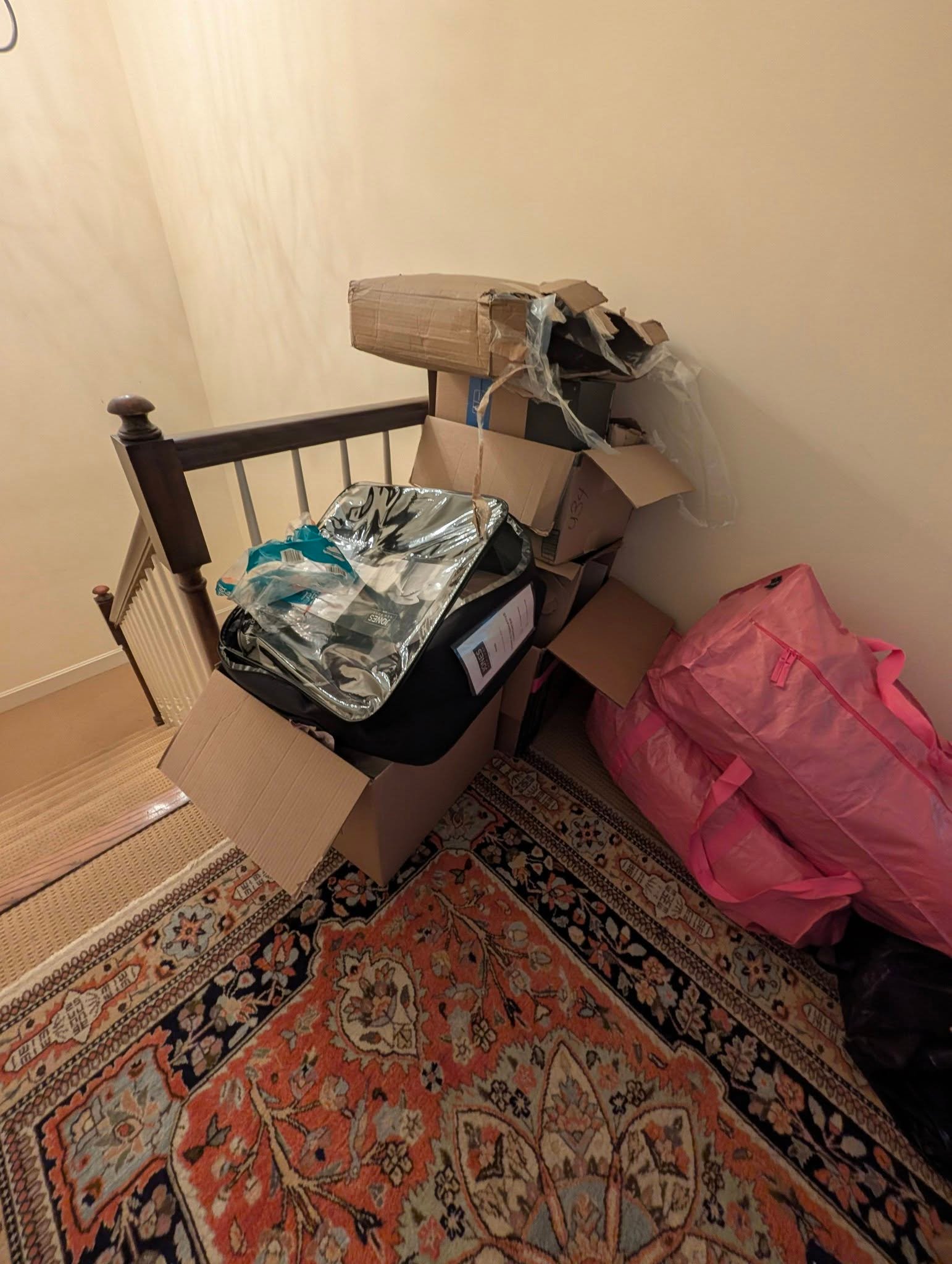 Bedroom furniture and boxes ready for estate cleanout in Spokane